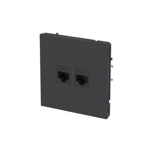 Розетка компьютерная 2-м KANT RJ45 кат.5E без шторки черн. уголь DKC 7012664