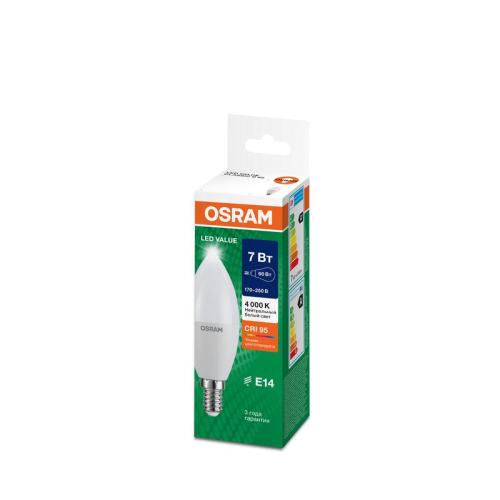 Лампа светодиодная LED G4 Value LVCLB60 7W/940 CRI95 7Вт 4000К 700лм свеча матов. E14 170-250В OSRAM 4058075578944