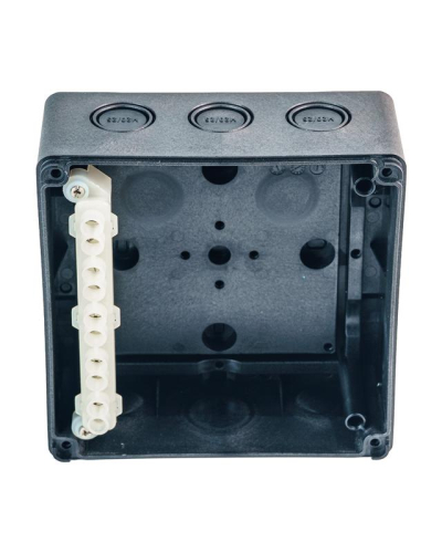 Коробка распределительная 140х140х76мм IP66 в комплекте с клеммным рядом 10х10кв.мм 76А черн. Extherm JB-100-BL