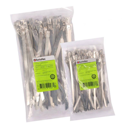 Хомут кабельный СКС (304) 4.6х300 стальной (уп.100шт) Fortisflex 74912