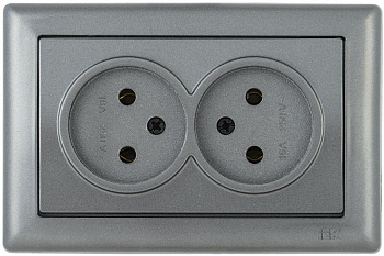 Механизм розетки 2-м СП Bolero РС20-1-0-БА 10А IP20 без заземл. антрацит IEK ERB20-K95-10