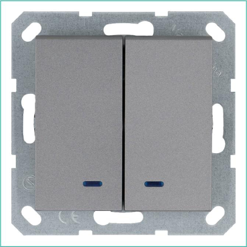 Выключатель 2-кл. 10А IP20 с подсветкой механизм алюм. Jasmart G3023NS