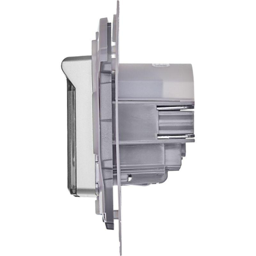 Розетка 1-м СП Inspiria 16А IP44 250В 2P+E защ. шторки с крышкой немецк. стандарт механизм алюм. IEK 673742