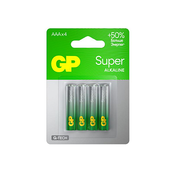 Элемент питания алкалиновый AAA/LR03 1.5В Super Alkaline G-Tech 24AA21-2CRSBC4 40/160 (блист.4шт) GP 1220