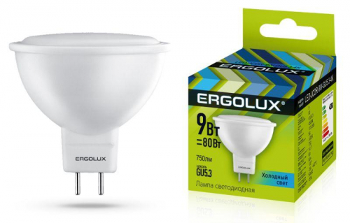 Лампа светодиодная LED-JCDR-9W-GU5.3-4K JCDR 9Вт GU5.3 4500К 172-265В Ergolux 13625