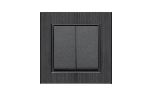 Выключатель 2-клав. Karea LINE STAR дым. металлик Makel 86050003