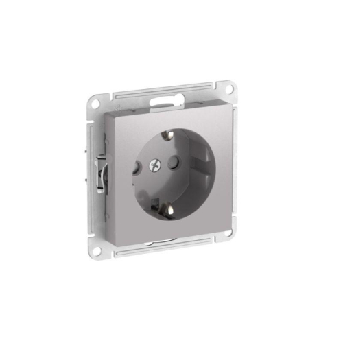 Розетка AtlasDesign 16А с заземл. защ. шторки быстрозажим. клем. механизм алюм. SE ATN000345S