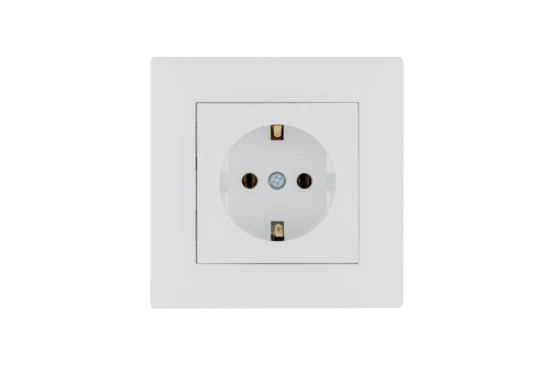 Розетка 1-м керамика Karea RIZZ с заземл. бел. Makel 88001008