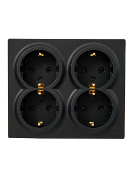 Розетка 4-м ОП LETO с заземл. закрытый корпус ПБТ черн. бархат LEZARD 752-4200-127BDP