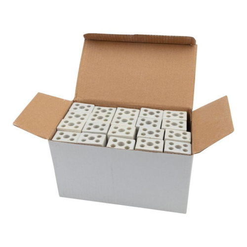 Клемма керамическая винтовая 10кв.мм 2 пары контактов с крепежным отверстием (уп.100шт) Rexant 07-6222