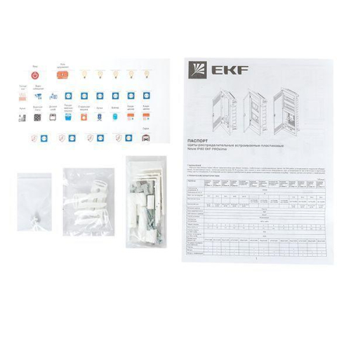 Щит комбинированный встраив. Nova 2 DIN-рейки + 2 монтаж. платы 4 габарит IP41 с метал. перфорированной дверью EKF nv-cb-pmd-2+2