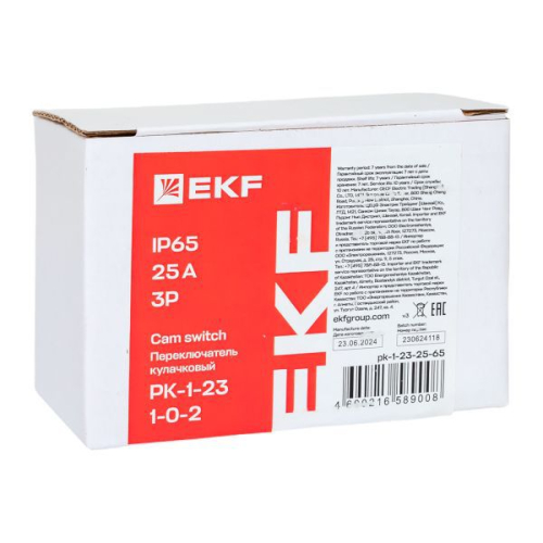Переключатель кулачковый ПК-1-23 3п 25А "1-0-2" IP65 EKF pk-1-23-25-65