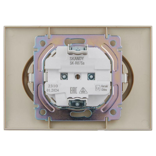Розетка 2-м SKANDY 16А с заземл. защ. шторки в сборе SK-R07Sa песочн. IEK SK-R24-16-K98-F