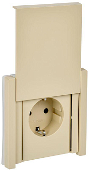 Розетка СП FORTE&PIANO16А IP44 FP419 с заземл. защ. шторки с крышкой безвинт. крепл. ваниль IEK FP-R16-16-1-44-K10