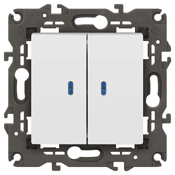 Выключатель 2-кл. СП Elegance 14-1105-01 10А IP20 250В 10AX с подсветкой механизм бел. Эра Б0034237