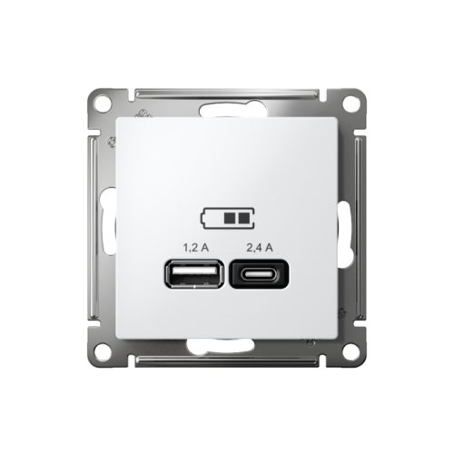Розетка USB AtlasDesign тип A+C 5В/2.4А 2х5В/1.2А механизм лотос SE ATN001339