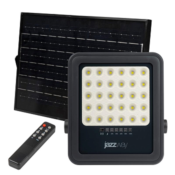 Прожектор светодиодный PFL SOLAR 02 100 6500К GR IP65 ДО с солнечн. панелью и пультом Pro+ JazzWay 5058477