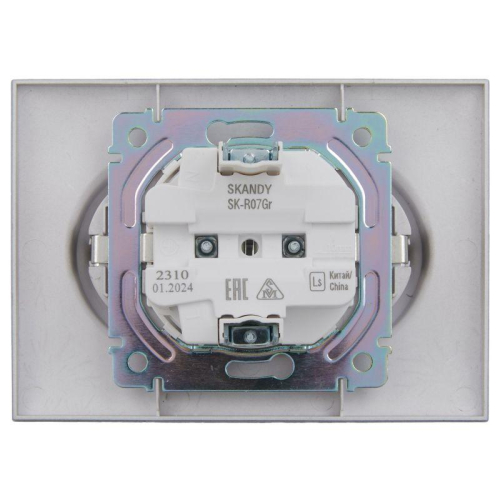 Розетка 2-м SKANDY 16А с заземл. защ. шторки в сборе SK-R07Gr сер. IEK SK-R24-16-K03-F