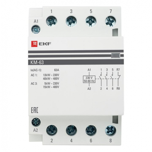 Контактор модульный КМ 63А 2NО+2NC (3 мод.) PROxima EKF km-3-63-22