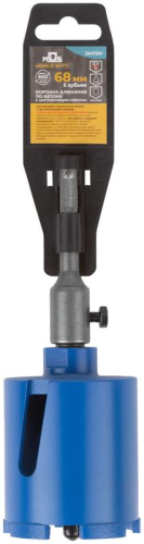 Коронка кольцевая по бетону алмазная безударная SDS-PLUS 5 зубьев 68мм в сборе MOS 33472М