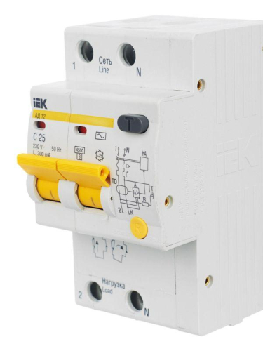 Выключатель автоматический дифференциального тока 2п C 25А 300мА тип AC 4.5кА АД-12 KARAT IEK MAD10-2-025-C-300