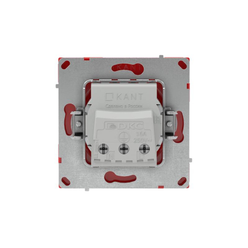 Розетка силовая KANT 2P+E без шторки красн. сатин DKC 7001033