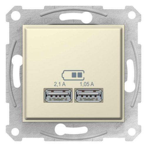 Механизм зарядного устройства USB Sedna 2.1А (2х1.05А) беж. SchE SDN2710247