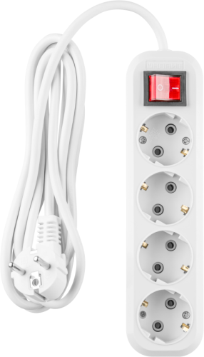 Удлинитель 4х2м с заземл. 16А IP20 90 808 OPE-S-04-200-ESC-3x1 с кнопкой бел. ОНЛАЙТ 90808