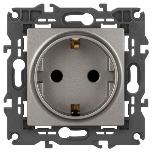 Розетка Elegance 14-2102-16 16А 250В 2P+E Schuko защ. шторки титан Эра Б0065806