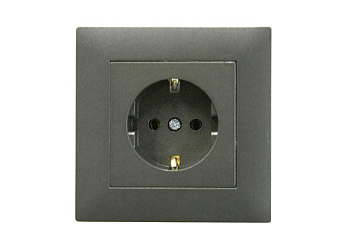 Розетка 1-м Karea RIZZ STAR с заземл. дым. металлик Makel 88050028