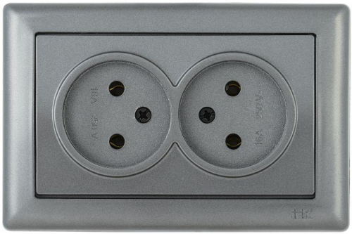 Механизм розетки 2-м СП Bolero РС20-1-0-БА 10А IP20 без заземл. антрацит IEK ERB20-K95-10