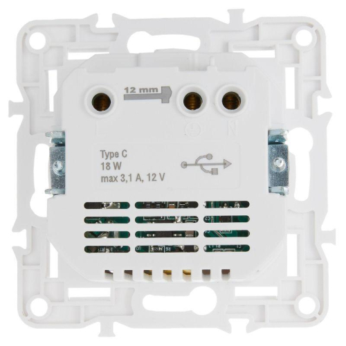 Розетка SKANDY 18Вт 16А с заземл. защ. шторки с USB C SK-R17W арктич. бел. IEK SK-R14-16-U14-018-K01