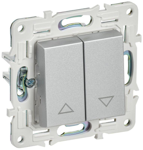 Выключатель жалюзи SKANDY 10А SK-V12S серебр. IEK SK-V15-0-10-K23