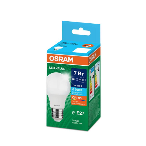 Лампа светодиодная LED G4 Value LVCLA60 7W/965 CRI95 7Вт 6500К 700лм грушевидная матов. E27 170-250В OSRAM 4058075578791
