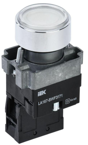 Кнопка LA167-BWF3171 d22мм RC 1НО с подсветкой бел. KARAT IEK BBT20-BWF3171-1-12-67-K01