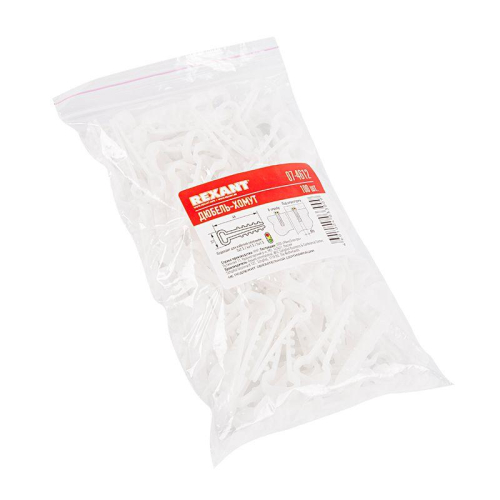 Дюбель-хомут 6-12 для плоского кабеля бел. (уп.100шт) Rexant 07-4612
