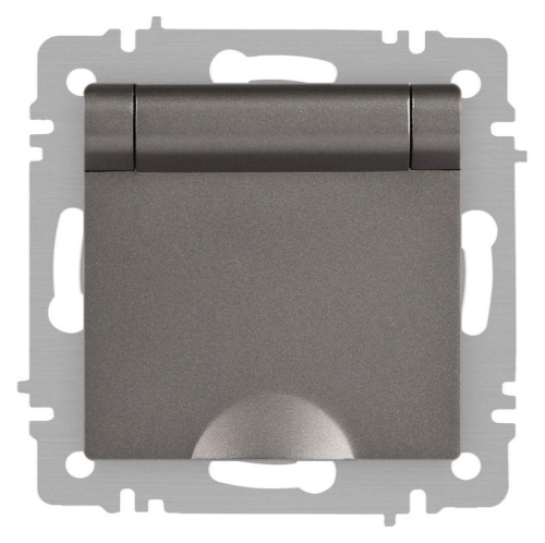 Розетка 1-м СП Accent 6-203-09 16А IP20 250В 2P+E Schuko с крышкой AL/CU титан Intro Б0063471