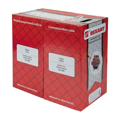 Кабель витая пара F/UTP кат.5e 4х2х24AWG LSZH нг(А)-HF INDOOR SOLID оранж. (м) Rexant 01-0150