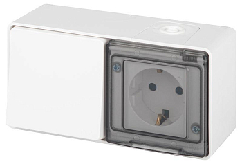 Блок розетка с выключателем Эксперт 11-7501-01 IP55 16А (10AX)-250В ОУ бел. Эра Б0063288