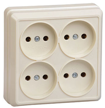 Розетка 4-м ОП Октава РС24-2-ОК 10А IP20 без заземл. крем. GENERICA ERO40-K33-10-DC