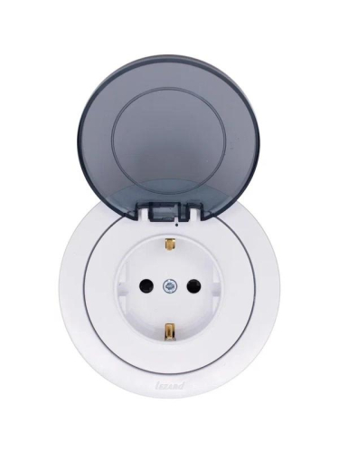 Розетка 1-м СП OSEN с заземл. с крышкой ПБТ бел. LEZARD 743-0288-123B