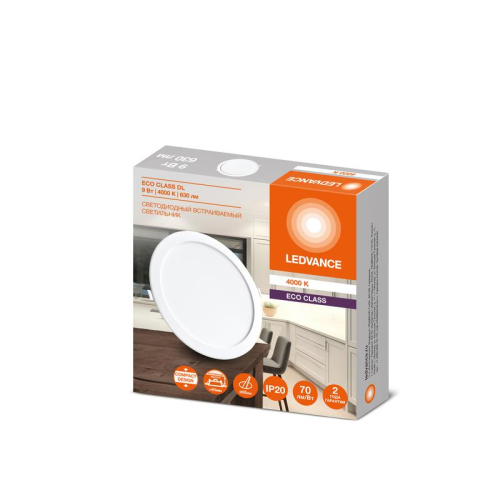 Светильник светодиодный Downlight DL 840 9Вт 4000К IP20 630лм ДВО встраив. даунлайт круглый бел. LEDVANCE 4607194235490