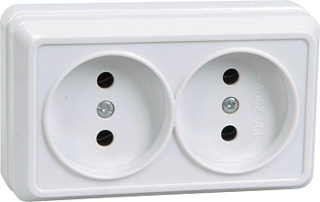 Розетка 2-м ОП Октава 10А IP20 без заземл. бел. GENERICA ERO20-K01-10-DC