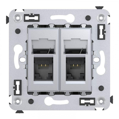 Розетка компьютерная 2-м 2мод. RJ-45 СП кат.6 Avanti "Закаленная сталь" DKC 4404294