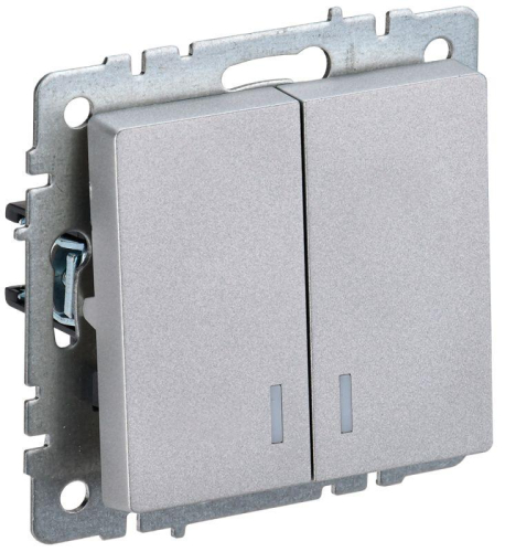 Выключатель 2-кл. СП BRITE ВС10-2-1-БрА 10А с индик. механизм алюм. IEK BR-V20-1-10-K47