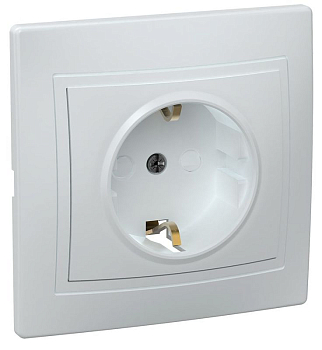 Розетка 1-м СП Кварта РСш10-3-КБ 16А IP20 с заземл. защ. шторки керамика бел. GENERICA ERK14-K01-16-K