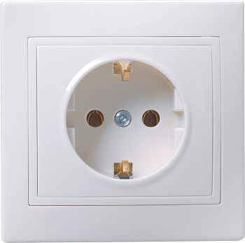 Розетка 1-м СП Кварта РС10-3-КБ 16А IP20 с заземл. без защ. шторок керамика бел. GENERICA ERK11-K01-16-K