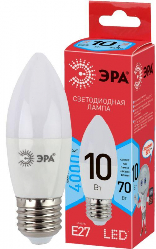 Лампа светодиодная ECO LED B35-10W-840-E27 (диод свеча 10Вт нейтр. E27) ЭРА Б0032965