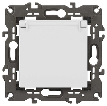 Розетка 1-м СП Эра Elegance 14-2103-01 16А IP20 16AX 250В 2P+E Schuko защ. шторки с крышкой бел. Эра Б0034278