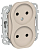 Розетка 2-м СП FLITE РС02-1-ФлЛ 10А без заземл. без защ. шторок безвинтовое крепление механизм льняной IEK FI-R20-10-1-K88